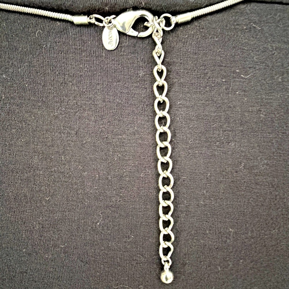 Chicos Blue And Green Stone And Silver Tone Metal Ring - Long Necklace 20-24" - Picture 8 of 11